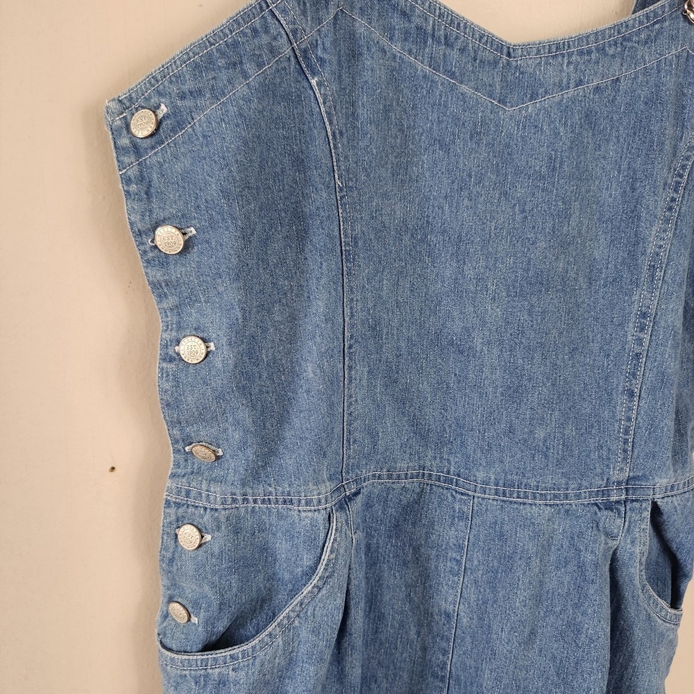 VTG 90s Y2K Regatta Denim Shortalls Womens Large Country Overalls  Western Farm - Picture 3 of 5